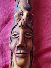 Native American Spirit Face Tomahawk Style Artisan Pipe OOAK Tourmaline 25