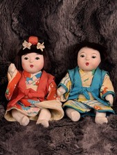 Pair of Vintage Japanese Ichimatsu Gofun Dolls (Ningyo). picture