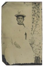 Proud African American Lady 1860 Young Innocent Stoic Stare Black Tintype Photo picture