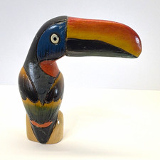 Hand Carved Hand Painted Wooden Toucan Bird Figurine, Made in Ecuador picture