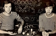 1980s Two Handsome Young Men Telnyashka Striped Shirts Soviet Gay Interest Photo picture