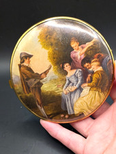 Vintage West Germany Double Pocket Mirror Victorian Courting Scene Brass frame picture