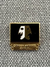 Vintage Screen Actors Guild SAG Comedy Tragedy Mask Enamel 1/2” Pin Gold Tone picture