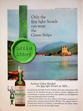 1963 Usher's Green Stripe Scotch Whisky Vintage Print Ad Eilean Donan Castle picture