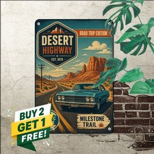 Historic American Route Tin Sign Vintage Automobile Touring Metal Wall Plaque picture