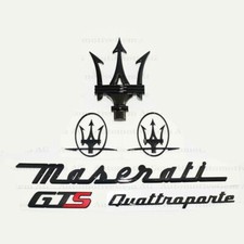 for Maserati Emblem Quattroporte GTS Grille Trident Side gloss Black Badge Set picture