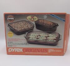 1988 Pyrex Originals 3 Piece Bakeware Starter Set NEW Cake Loaf Fireside Corning picture