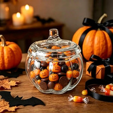 Halloween Pumpkin Cookie Jar with Lid picture