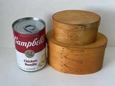 Antique Vintage Small Shaker Box PAIR Oval Bentwood Pantry Finger Lap Joinery picture