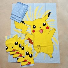 Vintage 90s Nintendo Pokemon Pikachu Raw Fabric Lot Wall Art Pillow Blanket picture