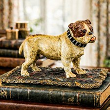 English Bulldog Figurine Antique Cold Painted Metal Dog Rug Statue Sculpture picture