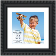 Icona Bay - 4x4 Black Picture Frame with Removable Mat mat to 3x3, picture
