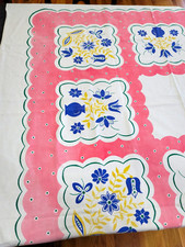 Simtex Vintage 1950s Cotton Floral Vase Print Rectangular Tablecloth picture