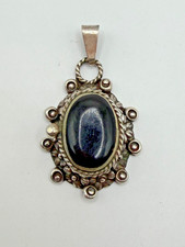 VINTAGE TAXCO STERLING SILVER 925 BLACK ONYX PILL HOLDER SOLID PERFUME PENDANT picture