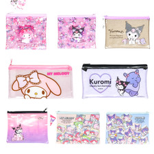 My Melody & Kuromi Multi Flat Vinyl Zipper Pouch Glitter Makeup Case Sanrio Bag picture