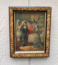 Antique 1800s Angel Devil Halloween Litho Print Alcohol Beware picture