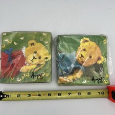 Vintage Asger Blue Jean Bear Cocktail Napkins picture