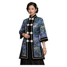 VTG Dragon Kimono Jacket Medium Metallic Brocade Japanese Velvet Trim Kawasaki picture