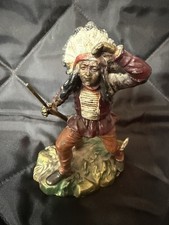 Very Rare Antique Cast Iron Hand Painted Indian Chief Signed K O READ CONDITION picture