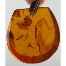 Vintage Baltic Amber Pendant 875 Silver Oval Natural Inclusion European 1.38