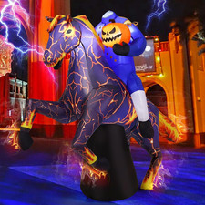 6FT Headless Horseman Inflatable Halloween Decor with LED Lights for Yard picture