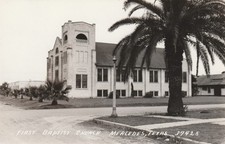 Vintage Postcard RPPC First Baptist Church Mercedes Texas Palm Trees L L Cook picture