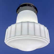 Antique/Vintage  1920’s-1930's Art Deco Nouveau White Milk Glass Light Fixture picture