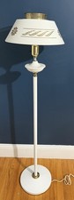 Vintage MCM White & Gold Toleware Floor Lamp With Shade Local Pickup picture