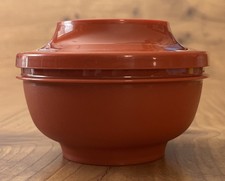 VTG Tupperware Autumn Harvest Orange Red Serve N Seal Bowl 1436 & Lid 1437 NICE picture