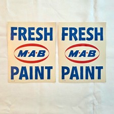 Lot 2 Vintage MAB Fresh Wet Paint Sign Cardstock Paper M.A.B. Paints 7
