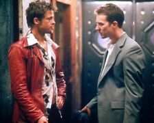 Fight Club Brad Pitt in red leather jacket faces Edward Norton 24x30 inch poster picture