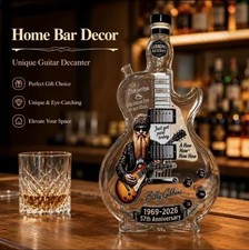 ZZ TOP BILLY GIBBONS Guitar Shaped Liquor Whiskey Decanter Bottle New picture