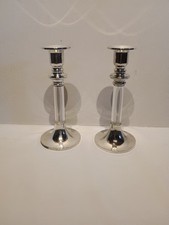 Pair of Vintage Silverplate & Lucite Candlestick Holders  picture