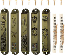 5 Pack Mezuzah Decor with Scroll Paper Vintage Judaica Mezuzah Plaque picture