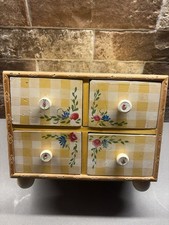 VTG Jane Keltner Hand Painted Drawers Wooden Mini Chest Orange Floral Spice Box picture