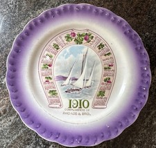 Vintage 1910 Calendar Plate Rhoads & Bro. Carnation McNicol Purple Horseshoe PA picture