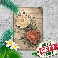 vintage floral botanical art large bloom bouquet distressed picture