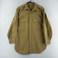 Vintage 40s WWII Field Shirt Mens 16 / 33 OD Wool Button Up picture