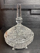 A Gorgeous Vintage Clear Crystal Covered Footed Candy/Nut Dish Bowl Minor Chip picture