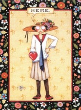 HERE is my heart in hand-Handcrafted Valentine Magnet-w/Mary Engelbreit art picture