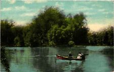 Vintage Postcard- Bad River, Boating, Saint Charles, MI Early 1900s picture