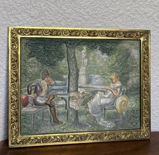 Antique Victorian Bradley & Hubbard Hand Painted Plaque Cast Iron Heavy Decor picture