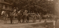 1909 RPPC US Military Horseback w/ Wagons In FOND DU LAC WISCONSIN RARE Postcard picture