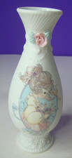VTG 1993 Precious Moments Girl W/ Flowers Vase Porcelain