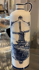Vintage Bols Delft Blue Ceramic Bottle | Dutch Windmill Decanter Jug picture
