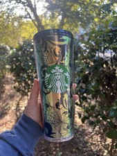 NWT Starbucks 2021 Target Halloween Green Foil Spiderweb Tumbler picture