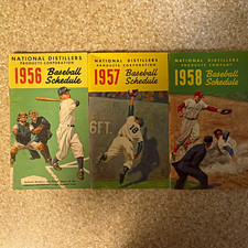 1956 1957 1958 National Distillers Baseball Schedules 3 Book Lot Vintage MLB picture