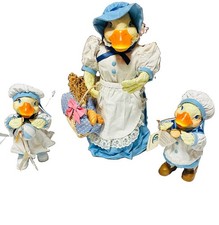 Rare Vintage Clothtique Possibly Dream Mother Duck With Kids Set Of 3 1989 picture