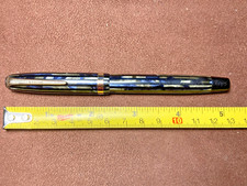 PARKER DUOVAC BUTTON FILL FOUNTAIN PEN IN BLUE STRIPE picture