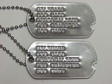 NOTCHED DOG / TOE TAGS WW2 PERSONALIZED SET MADE ON WWII  MACHINE DEBOSSED picture